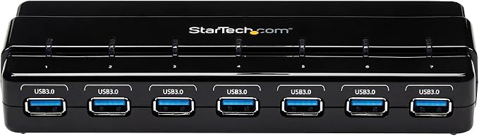 StarTech.com 7 Port USB 3.0 Hub – Up To 5 Gbps – 7 x USB – Universal Multi Port USB Extender for Your Desktop – USB Powered (ST7300USB3B)