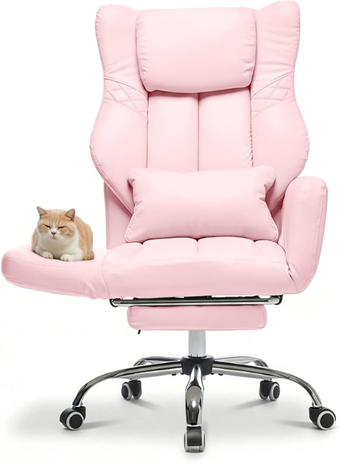 High Back Executive Office Chair with Footrest, Criss Cross Desk Chair | PU Leather, 155° Reclining, Lumbar Support, Criss Cross Style, with Pet Seat