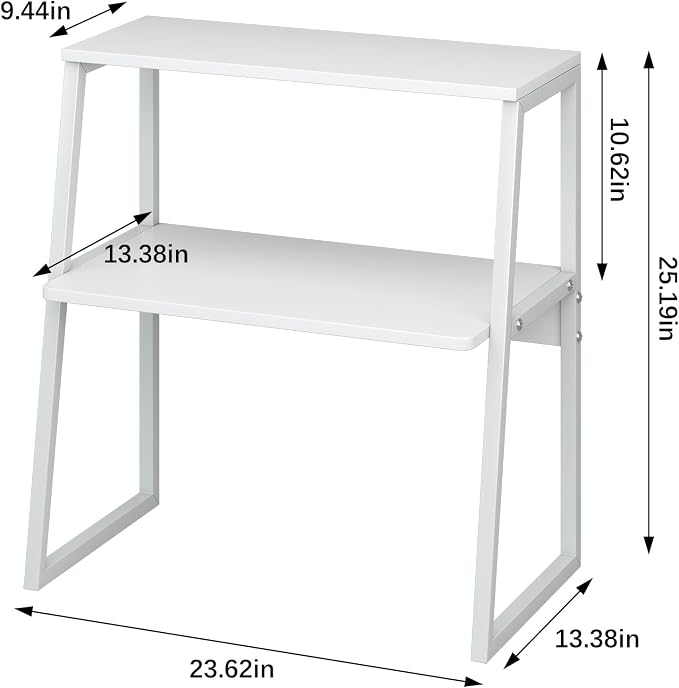Arbuxzuy Printer Stand for Desk, Desktop Printer Shelf, 3 Tier Desk Shelf for top of Desk, Large Printer Stands Office Organization Shelves for Home Office Printer Fax Book, White