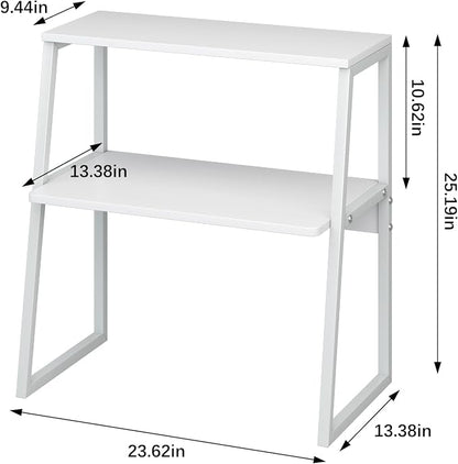 Arbuxzuy Printer Stand for Desk, Desktop Printer Shelf, 3 Tier Desk Shelf for top of Desk, Large Printer Stands Office Organization Shelves for Home Office Printer Fax Book, White