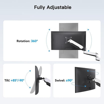 HUANUO Triple Monitor Stand - Full Motion Articulating Monitor Mount Fit Three 17 to 32 inch LCD Computer Screens with Clamp, Grommet Kit