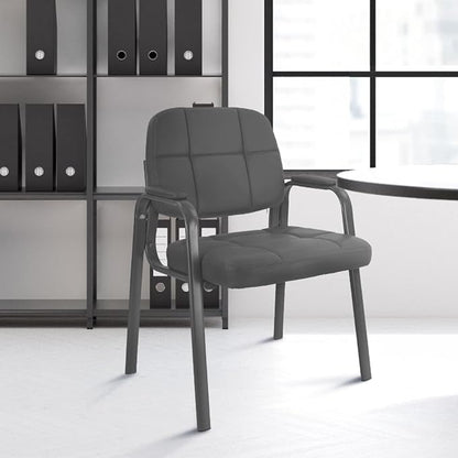 CLATINA Waiting Room Guest Chair with Bonded Leather Padded Arm Rest for Office Reception and Conference Desk(Grey 6 Pack)