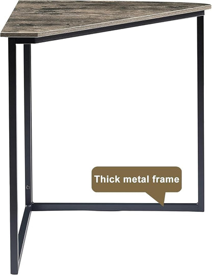 VECELO Corner Desk,Office Tables for Living Room for Small Space Triangle Computer Desk with Steel Frame Corner Shelves with Metal Frame Writing Desk for Workstation Classic Grey 33.1"