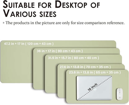 Leather Desk Mat - Small Non-Slip PU Desk Pad for Office and Home - Desk Organization and Accessories - Ideal for Large Mouse Pad and Small Desk Mats on Top of Desks (Light Green,23.6"x 13.8")