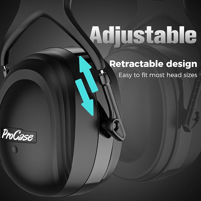 ProCase Extra Large SNR 37dB Noise Cancelling Headphones NRR 30dB Ear Muffs | Hearing Protection for Adults Noise Reduction, Wide Size Adjustment and Comfortable