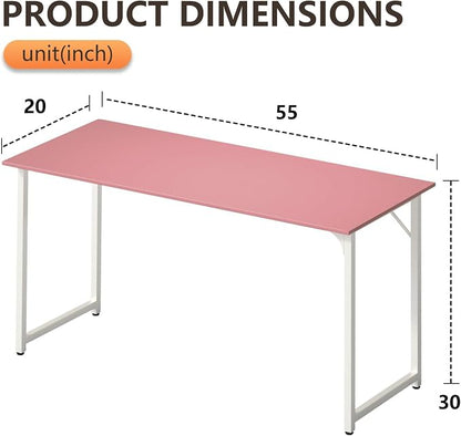BestOffice Computer Desk,Home Office Desk, Modern Simple Style for Home Office Study Writing (Pink, 55 Inch)