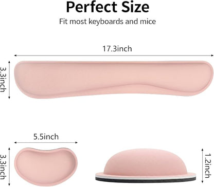 Bloss 2 Pink Wrist Rest for Mouse & Keyboard, Ergonomic Wrist Support | Soft Memory Foam, Rubber Non-Slip, Wrist Rest for Mouse, Breathable, 1.2" Thick