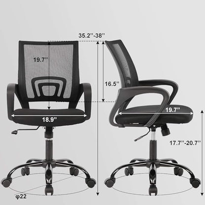 BestOffice Home Office Chair Ergonomic Desk Chair Mesh Computer Chair with Lumbar Support Armrest Executive Rolling Swivel Adjustable Mid Back Task Chair,Black
