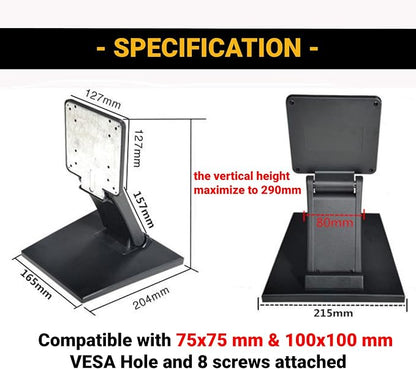 LCD Monitor Stand - VESA Hole 75x75mm & 100x100mm Folding Universal Monitor Desk Bracket