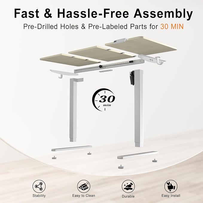 Height Adjustable Electric Desk, 63x24 Inches Stand up Desk with 3 Memory Presets & Child Lock, Quiet Motor, Industrial Steel Frame, Dual Hooks, for Ultimate Computer Workstation, Natural