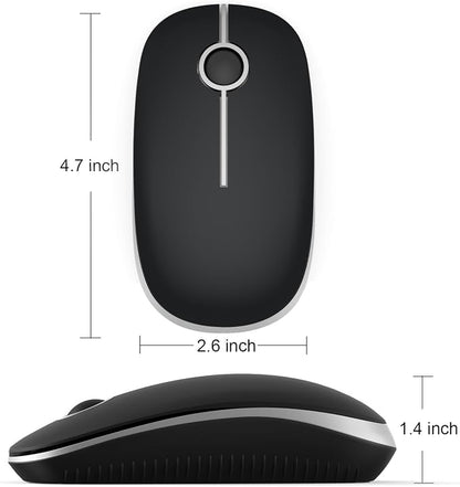 Unipows Wireless Mouse - 2.4G Slim Portable Computer Mouse with Nano Receiver, Less Noise Mobile Optical Mice for Notebook, PC, Laptop, Computer, Mac (Black and Silver)