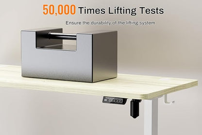 Standing Desk Electric Height Adjustable Desk 48 x 23.6 Inches Sit Stand up Desk, Computer Home Office Desk Memory Preset with Two-Piece Desktop (Natural, 48 * 24 Inch)