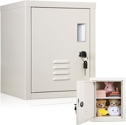 Suzile Lockable Storage Cabinet Metal Lockable Steel Storage Cabinet Organizer Lockers for Employees Vertical Metal Cabinets End Side Table Steel Bedside with Shelf(White)