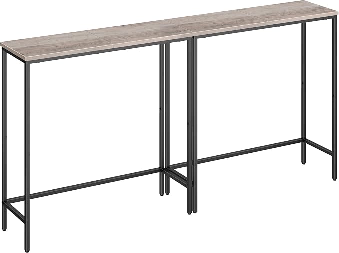 HOOBRO 2 Pack Narrow Console Table, 29.5" Small Entryway Table, Thin Long Sofa Side Display Table, for Hallway, Bedroom, Living Room, Foyer, Greige and Black BG75XGP201
