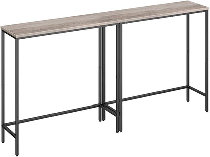 HOOBRO 2 Pack Narrow Console Table, 29.5" Small Entryway Table, Thin Long Sofa Side Display Table, for Hallway, Bedroom, Living Room, Foyer, Greige and Black BG75XGP201