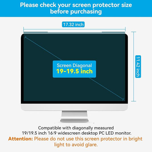 MOSISO 19-19.5 inch Computer Blue Light Blocking Screen Protector Anti-UV Eye Protection Filter Film Panel for Diagonal 19,19.5 inch 16:9 Widescreen Desktop PC LED Monitor(17.32x11.42 inch/L x W)