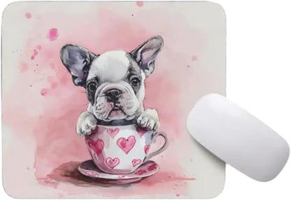 Dog Mousepad Desktop Laptop Computer Accessories Puppy in Tea Cup Mouse Pad Home Office Gaming Work Desk Computer Non-Slip Rubber Mousepad (Bulldog)
