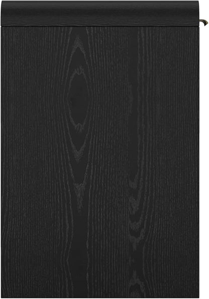 Manhattan Comfort Grace 54" Modern Office Desk with 2 Drawers, Wood Table with Metal Recessed Handles for Work from Home, Study, Craft, Stylish Executive Desk, Black and Gold