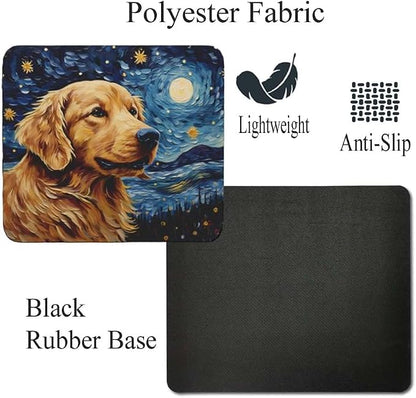 Starry Night Dog Mouse Pad for Home Office Gaming Working Desk Computer Desktop Accessories Non-Slip Rubber Mouse Pad for Dog Lovers (Golden Retriever)