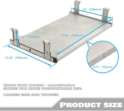 FRMSAET Furniture Accessories Office Product Suits Hardware 20/24/30 inches Keyboard Drawer Tray Wood Holder Under Desk Adjustable Height Platform(24 inches, Gray Rock)