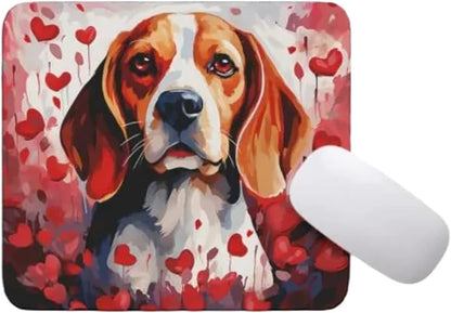 Beagle Mouse Pad Dog with Red Hearts Pattern Non-Slip Rubber Mouse Pad Puppy in Love Mouse Pad for Home Office Work Desk Computer Desktop Laptop for Dog Lovers