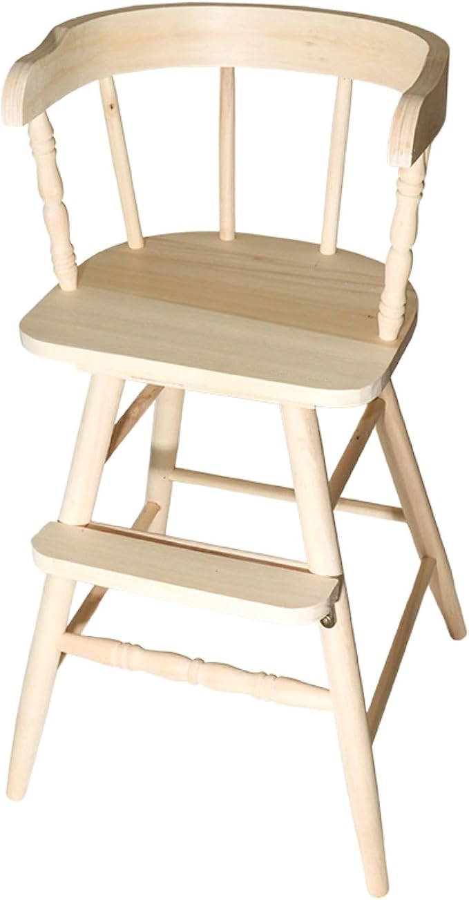 Sargent's Sons Amish Style Wooden Youth Chair, Desk Chair, Youth Dinning Chair with Step & Arms (Natural DIY You Finish)