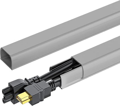Yecaye 142in Wall Cord Hider for 2-3 Cords, On-Wall Cord Cover Channel, Cable Concealer, Cable Cover Cords Management for Home Office, W0.94in H0.47in, Grey