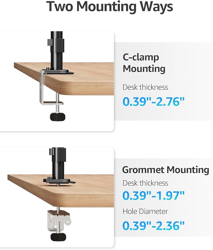 MOUNTUP Dual Monitor Desk Mount, Max 32 Inch up to 17.6lbs, Fully Adjustable Dual Monitor Arm for 2 LCD Screens, Double Monitor Stand with C-Clamp and Grommet Base