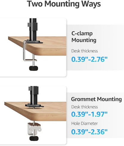 MOUNTUP Dual Monitor Desk Mount, Max 32 Inch up to 17.6lbs, Fully Adjustable Dual Monitor Arm for 2 LCD Screens, Double Monitor Stand with C-Clamp and Grommet Base