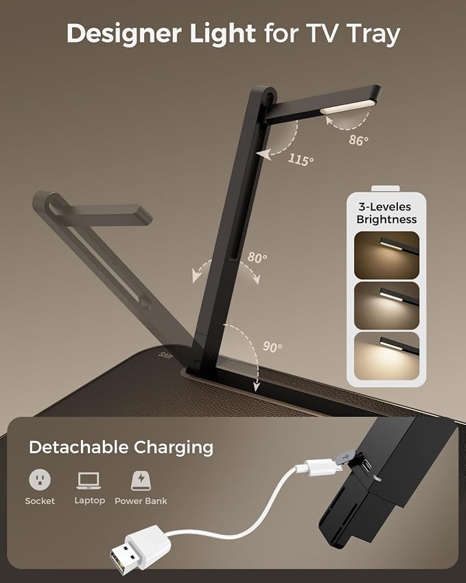 SAIJI Folding TV Tray Table, Height & Tilt Adjustable Sturdy TV Dinner Tray Tables, Multifunction Foldable Trays for Eating, Working, Crafting on Couch & Bed, Living Room Laptop Desk
