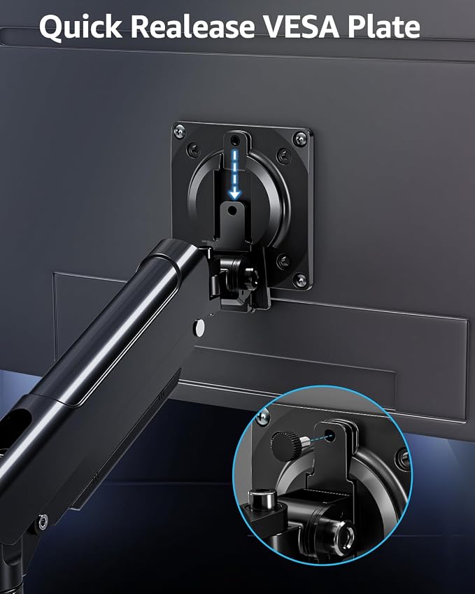 Dual Monitor Arm for 17-32 Inch Computer Screens, 22lbs per Arm, Full Motion Monitor Desk Mounts for 2 Monitors, Gas Spring Desk Mount, VESA Mount, Freelift Pro