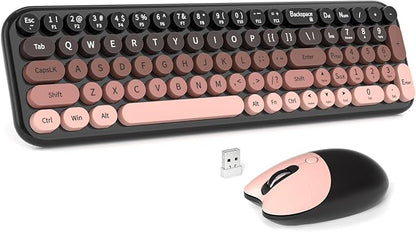 MOFII Wireless Keyboard and Mouse Combo, Compact Small Keyboard with Large Print, 2.4GHz Retro Typewriter Keyboard, Quiet Click Mouse for PC, Laptop, Desktop, Windows (BlackBerry Gradient)