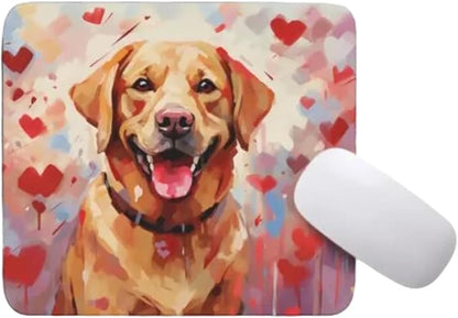Labrador Retriever Mouse Pad Dog with Red Hearts Pattern Non-Slip Rubber Mouse Pad Puppy in Love Mouse Pad for Home Office Work Desk Computer Desktop Laptop for Dog Lovers