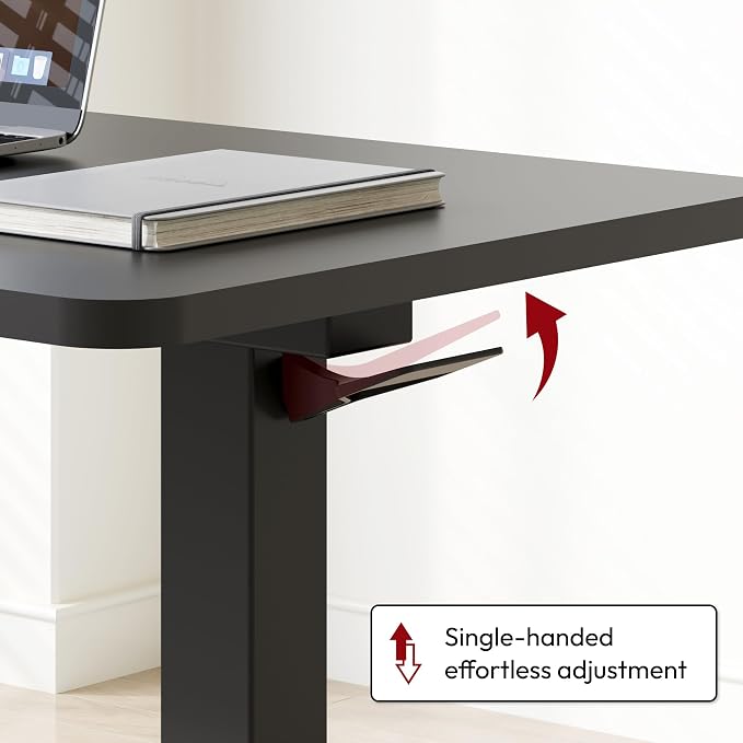 SANODESK Mobile Standing Desk with Hidden Wheels,Pneumatic Laptop Desk Rolling Computer Cart Movable Height Adjustable Small Sit Stand Desk for Home Office(31.5" W x 17.7" D, Black)