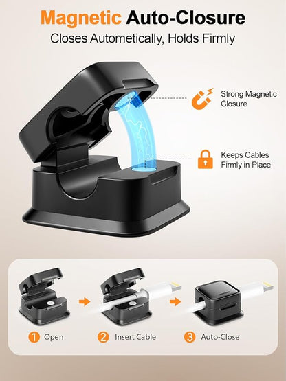 8 Pack Cord Organizer Holder,Costop Strong Adhesive Under Desk Cable Management,Magnetic Cable Clips,Wire Holder Keeper Organizer Neatly for Home,Office,Car,Desk,Nightstand,Desktop