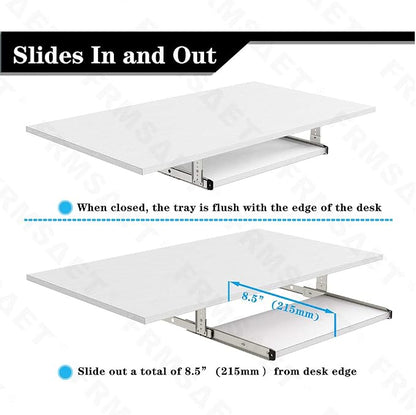 FRMSAET Furniture Accessories Office Product Suits Hardware 20/24/30 inches Keyboard Drawer Tray Wood Holder Under Desk Adjustable Height Platform. (20 inches, White)