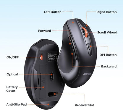 MEETION New Wireless Keyboard and Mouse, Computer Keyboard Mouse Combo, 3 DPI Adjustable Mouse Full-Sized Cordless Keyboard, for PC/Computer/Laptop/Windows/Mac, Black New 2025