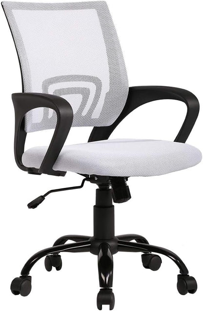 BestOffice Ergonomic Office Chair Mesh Cheap Desk Chair Task Computer Chair Lumbar Support Modern Executive Adjustable Rolling Swivel Chair for Back Pain, White