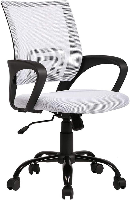 BestOffice Ergonomic Office Chair Mesh Cheap Desk Chair Task Computer Chair Lumbar Support Modern Executive Adjustable Rolling Swivel Chair for Back Pain, White