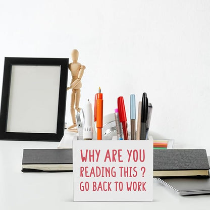 Funny Boss Gifts Office Room Decor,Gag Gift for Women Men HR Manager Coworker Friend Employee Wooden Pencil Holder, Boss Day Gifts Funny Office Merchandise Accessories Desk Decor