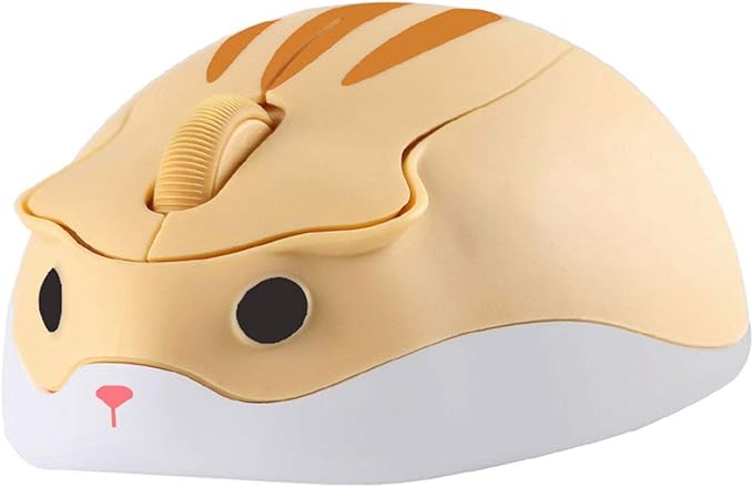 CHUYI Hamster Wireless Mouse, Cute Animal Optical Aesthetics Silent Mouse Portable Cordless Mute Mice for Travel School Office for Computer Laptop PC (Yellow)