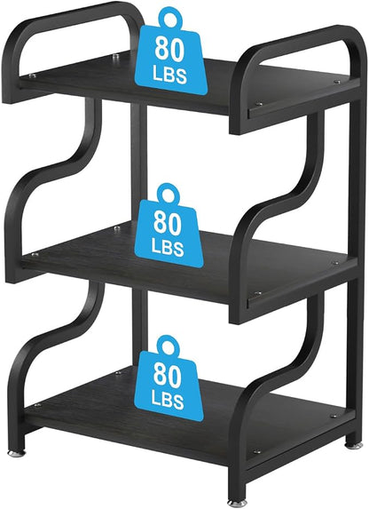 Printer Stand, 3-Tier Large Printer Stand with Durable Materials and Ample Storage Space, Printer Table for Home Office Organization, Black