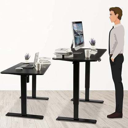 48'' X 24'' Standing Desk Adjustable Height, Ergonomic Home Office Computer Workstations with Wheels, Double Hooks, 4 Memory Preset, 27''-45'' Lifting Range Stand Up Desk(Black)