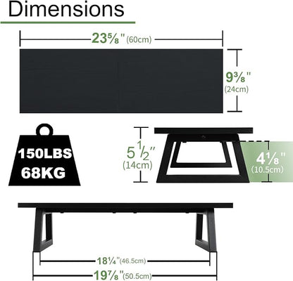TEAMIX 24 inch Monitor Stand Riser, Black Wood & Steel Computer Monitor Stand with Storage, Laptop, PC, Printer Stand Riser for Desktop Office Desk Organizers