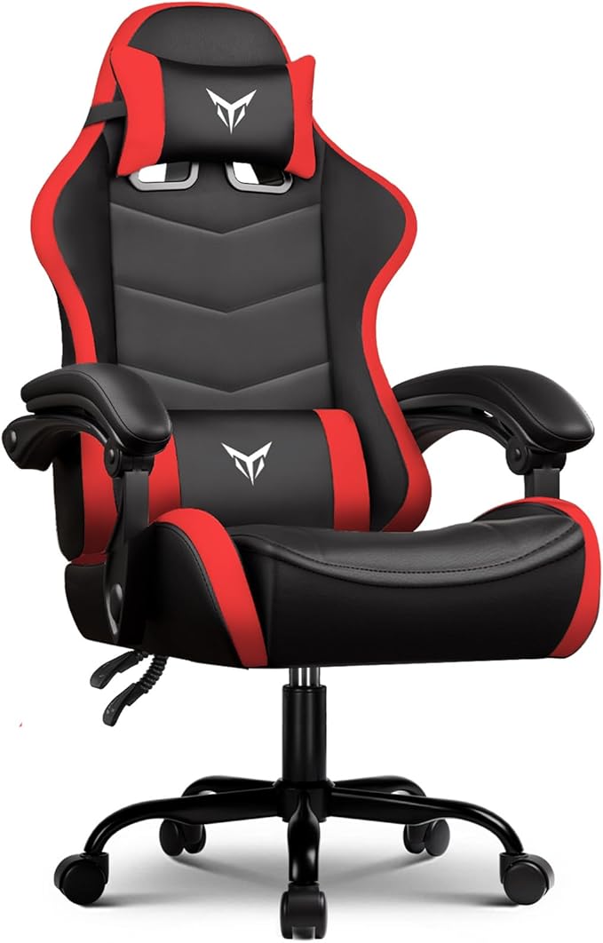 GTPLAYER Gaming Chair High Back Computer Chairs Rest for Adults, Ergonomic Height Adjustable Recliner Chair 300lbs with Linkage Armrest and Lumbar Support for Home Office, Red