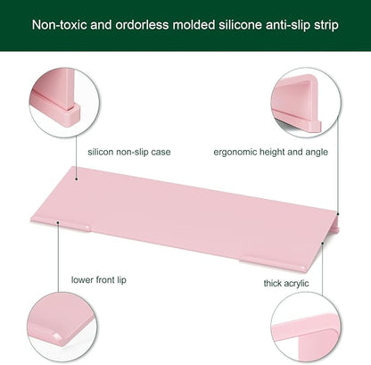 Computer Keyboard Stand Holder - Ergonomic Acrylic Keyboard Stand for Desktop Comfortable Keyboard Tray Riser with Silicone Anti-Slip Strip for Home School Office Desk Accessory, Lightpink