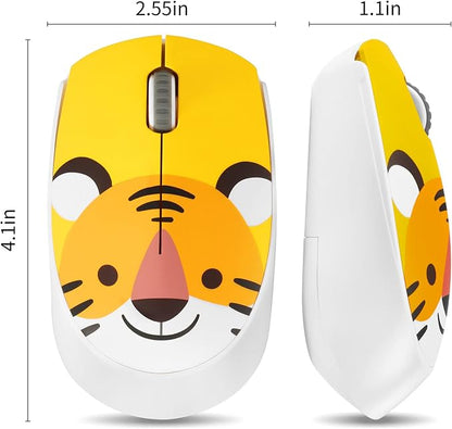 3C Light 2.4GHz Wireless Cute Silent Mouse - Portable Optical Cartoon Mice With 3 Adjustable DPI for Laptop Desktop PC (Tiger)