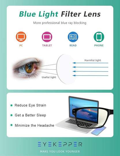 Eyekepper 7-pack Reading Glasses Blue Light Blocking for Men +1.75