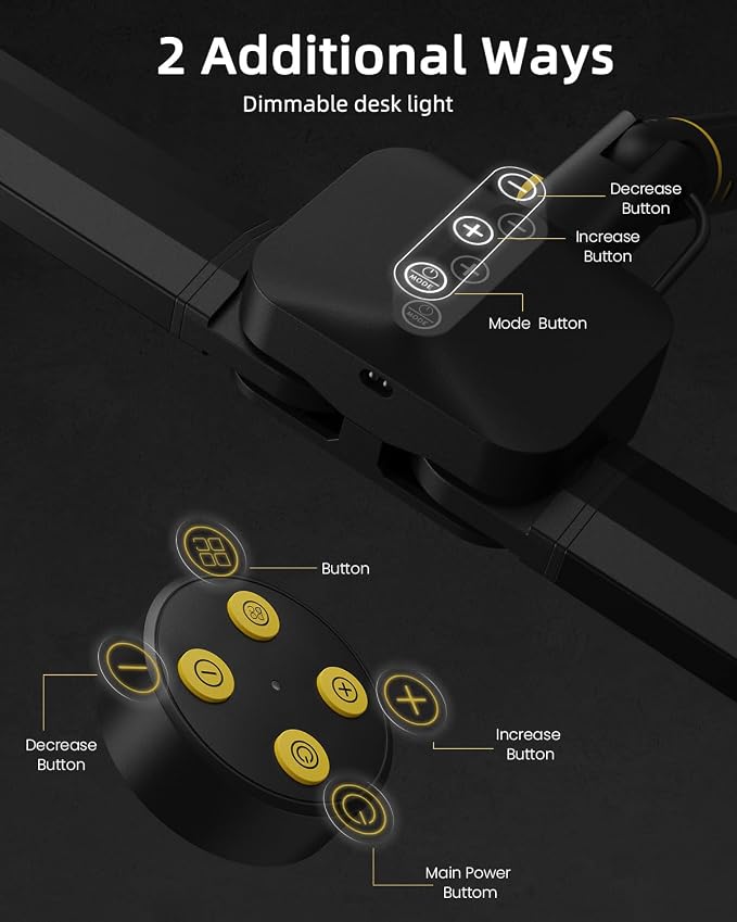 Desk Lamps for Home Office, Sensor Switch Dual Lamp Head | 270° Rotatable & Extendable Aluminum Alloy Arm, Eye-Caring, 24W Dimmable 3 Color Modes Desk Light with Clamp