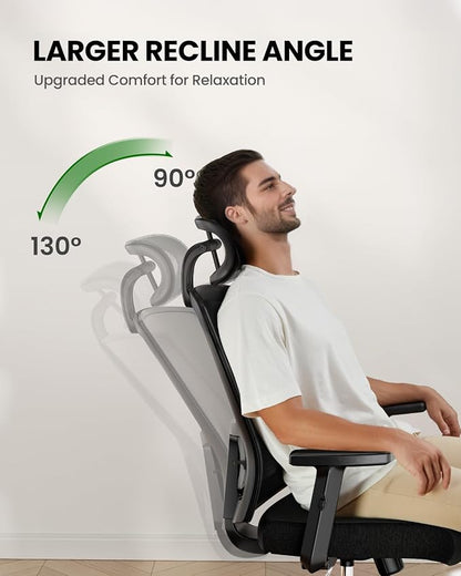 Marsail Ergonomic Office Chair Ergonomic Gaming Chair with Lumbar Support, 2D Headrest, Adjustable Armrests, Contoured Seat Cushion, Computer Desk Chair with Wheels for Home and Office, Pack of 3